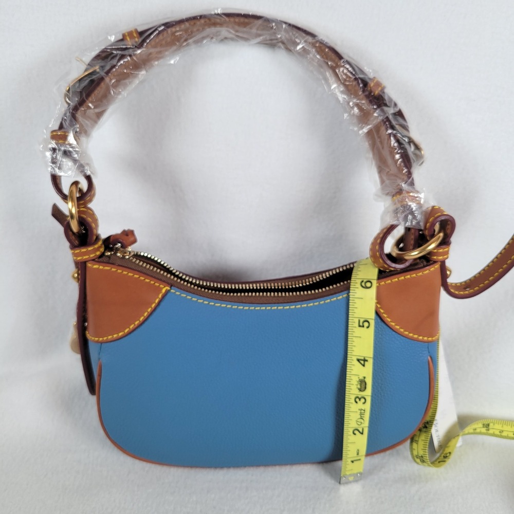 Dooney & Bourke Womens Demi Shoulder Bag All Weather Pebble Leather Denim Blue - Picture 5 of 12